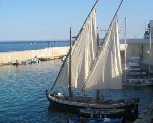 Tricase Porto - 12 maggio 2007 - ore 17,40 - Issata la seconda vela del Caicco Portus Veneris