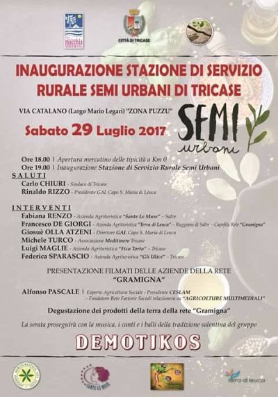 SABATO 29 LUGLIO 2017 - ORE 18.00 - INAUGURAZIONE STAZIONE DI SERVIZIO RURALE...