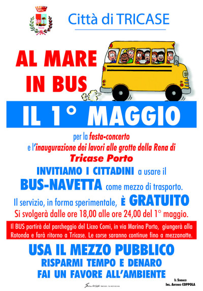 AL MARE IN BUS GRATUITO IL 1° MAGGIO 2016 PER LA FESTA - CONCERTO E L'INA...