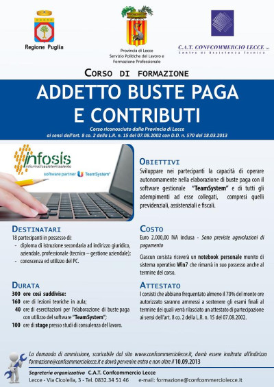 CORSO ADDETTO BUSTE PAGA E CONTRIBUTI - MANIFESTO CORSO ADDETTO BUSTE PAGA E CONTRIBUTI - MANIFESTO