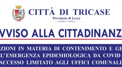 AVVISO ALLA CITTADINANZA: DISPOSIZIONI IN MATERIA DI CONTENIMENTO E GESTIONE ...