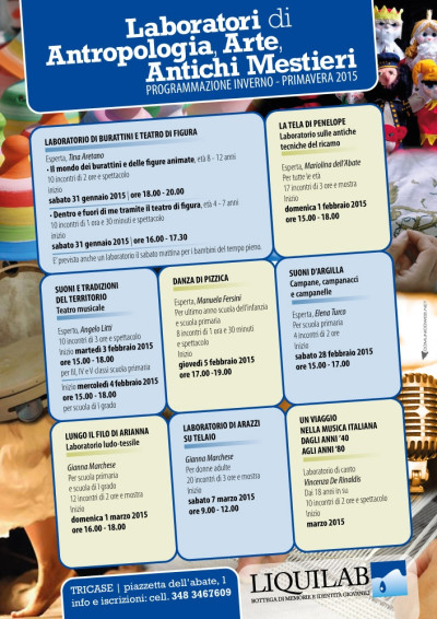 LIQUILAB - LABORATORI DI ANTROPOLOGIA, ARTE, ANTICHI MESTIERI - PROGRAMMAZIO...
