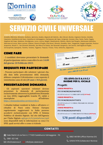 SERVIZIO CIVILE UNIVERSALE