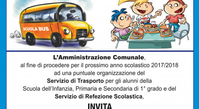 ISCRIZIONI AL SERVIZIO TRASPORTO E MENSA ANNO SCOLASTICO 2017-2018