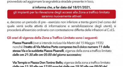 ATTIVAZIONE ZONA A TRAFFICO LIMITATO
