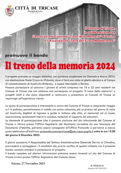 PROGETTO TRENO DELLA MEMORIA 2024