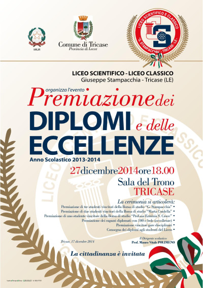 27.12.2014-ore 18 - Sala del Trono di Palazzo Gallone-Premiazione dei diplomi...