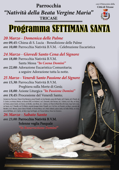 PROGRAMMA SETTIMANA SANTA PARROCCHIA NATIVITA' DELLA BEATA VERGINE MARIA TRIC...