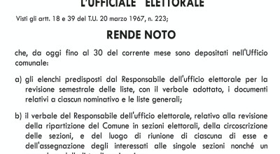 REVISIONE SEMESTRALE DELLE LISTE ELETTORALI