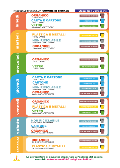 Avvio calendario estivo raccolta delle utenze non domestiche