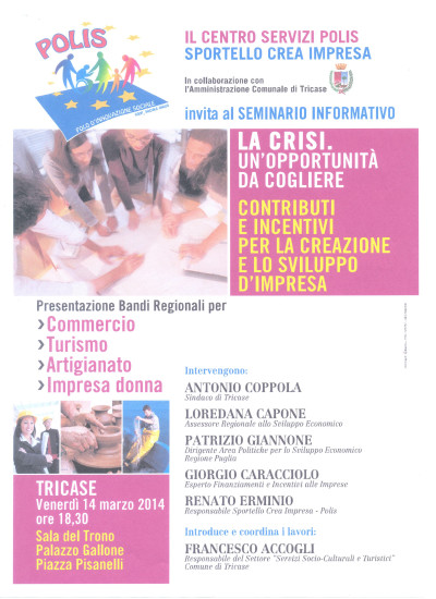 Venerdì 14 marzo 2014 - ore 18.30 - Sala del Trono di Palazzo Gallone ...